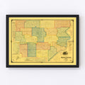 Vintage Map of Monroe County, Ohio 1869