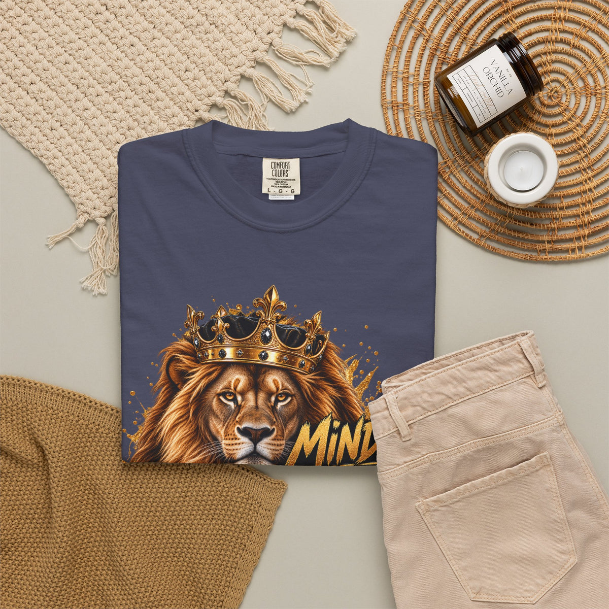 Lion Crown T-Shirt — "Mindset Builds Everything" Motivational Tee
