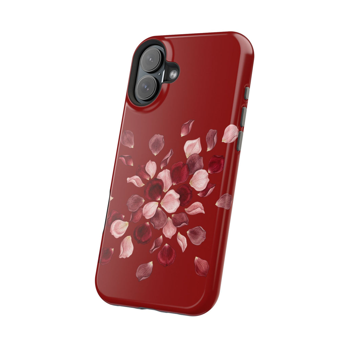 Phone Case — Red Floral Petal Magnetic Impact-Resistant Cover