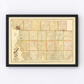 Vintage Map of Woodbury County, Iowa 1884
