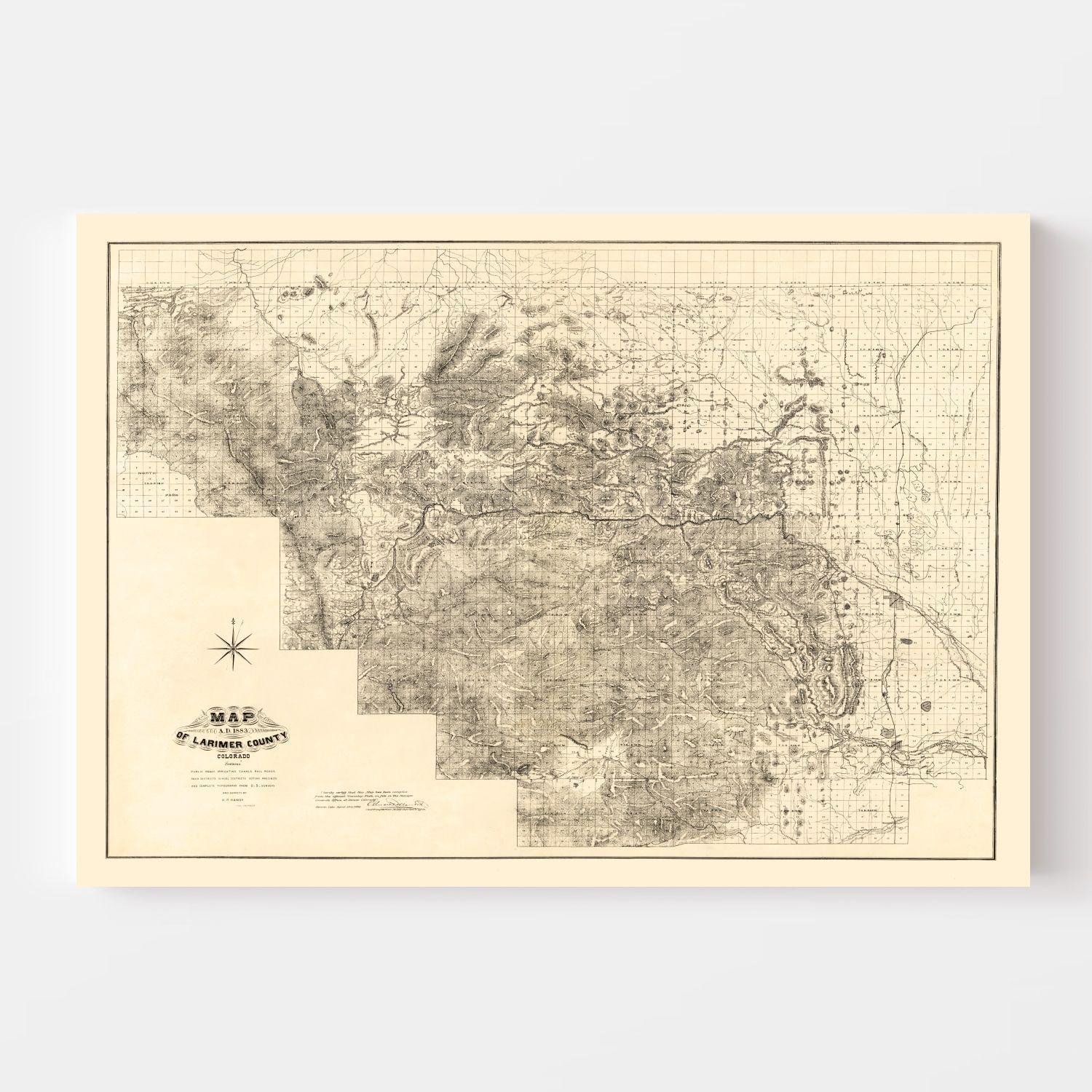 Vintage Map of Larimer County, Colorado 1884