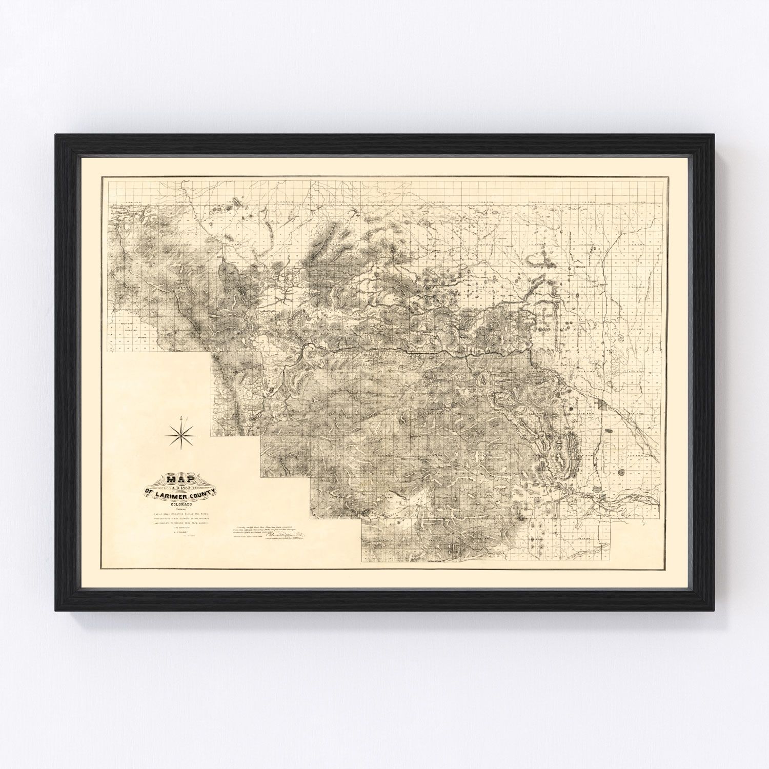 Vintage Map of Larimer County, Colorado 1884