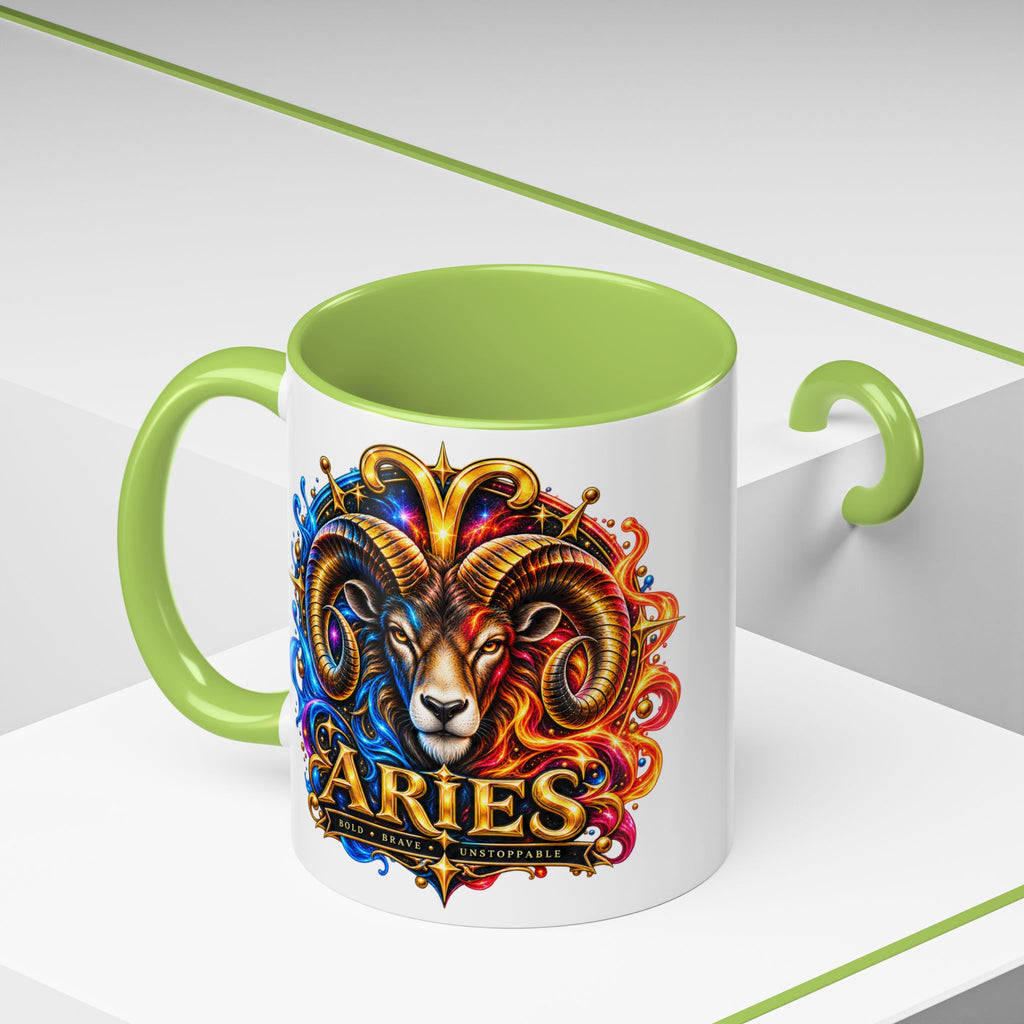 Aries Zodiac Coffee Mug — Colorful Ram Astrology Accent Mug (11/15oz)