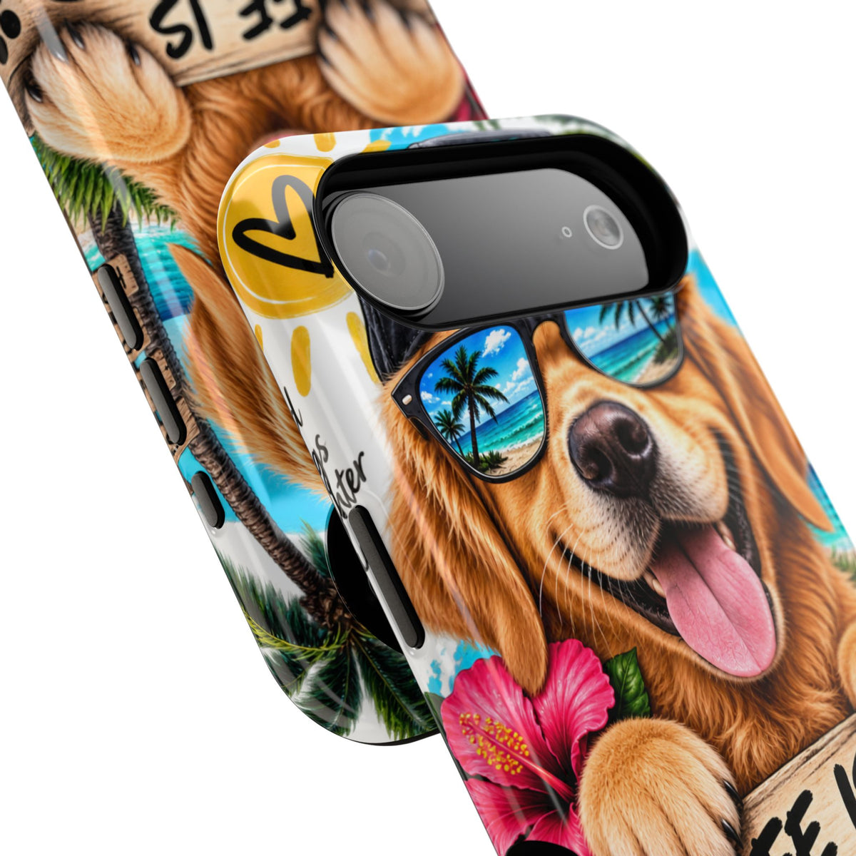 Impact-Resistant Phone Case — "Life Is Better With a Dog" Tropical Dog Design