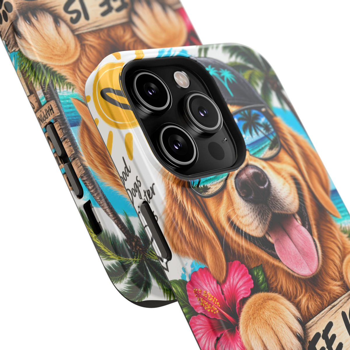 Impact-Resistant Phone Case — "Life Is Better With a Dog" Tropical Dog Design