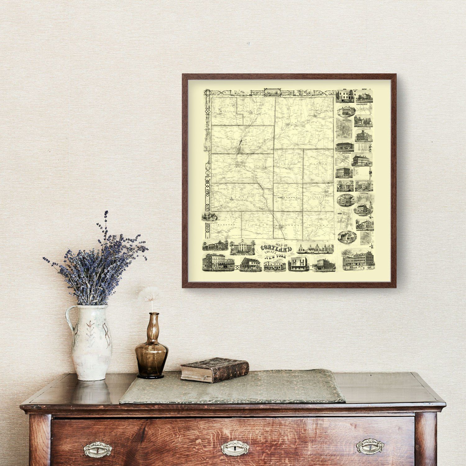 Vintage Map of Cortland County, New York 1855