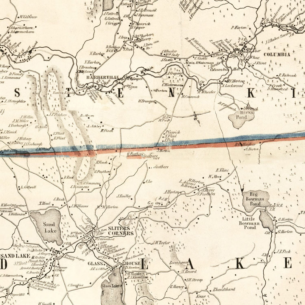Vintage Map of Rensselaer County, New York 1854