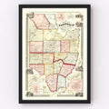 Vintage Map of Saratoga County, New York 1856
