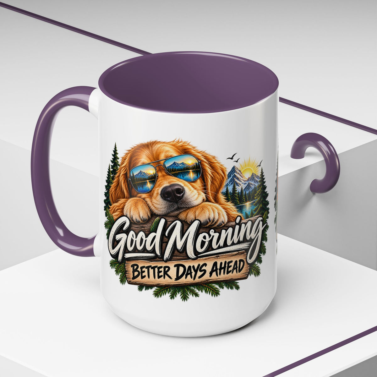 Good Morning Dog Coffee Mug — 'Good Morning, Better Days Ahead' Accent Mug