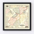 Vintage Map of Middlesex County, New Jersey 1861