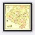 Vintage Map of Allegheny County, Pennsylvania 1851