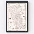 Vintage Map of Bucks County, Pennsylvania 1850