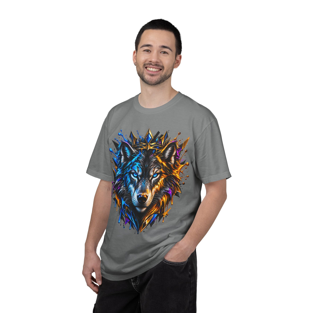 Wolf Head Graphic T-Shirt — Colorful Splash Art Tee