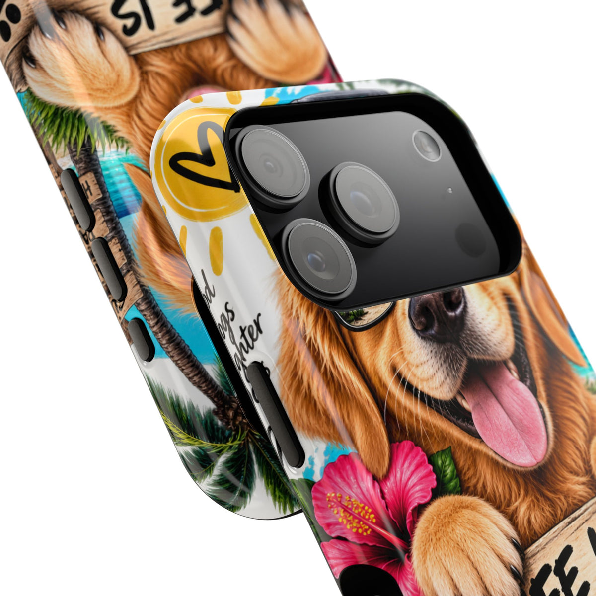 Impact-Resistant Phone Case — "Life Is Better With a Dog" Tropical Dog Design