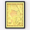 Vintage Map of Harford County, Maryland 1861