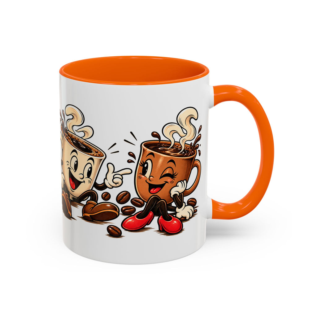 Coffee Cartoon Mug — Cute Dancing Coffee Cups Accent Mug