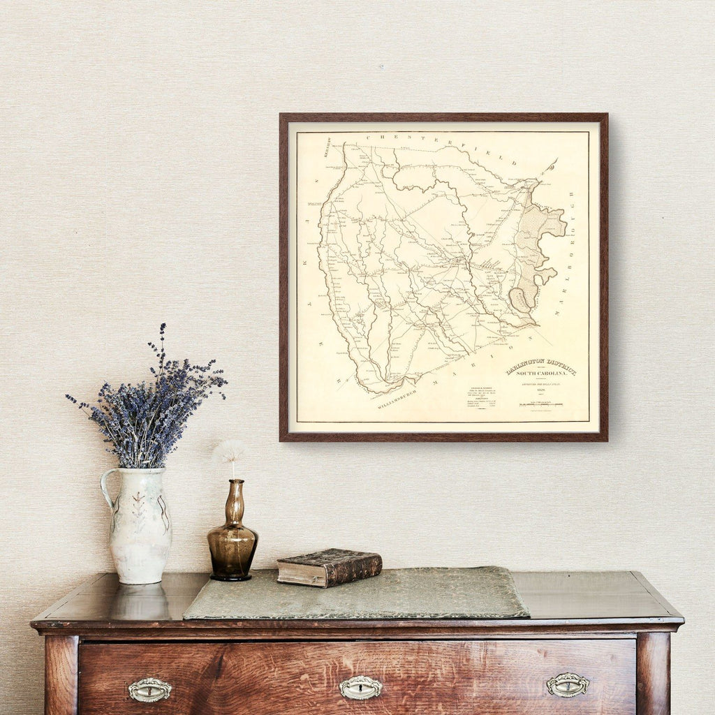 Vintage Map of Darlington District County, South Carolina 1825