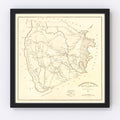 Vintage Map of Darlington District County, South Carolina 1825