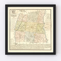 Vintage Map of Laurens County, South Carolina 1883