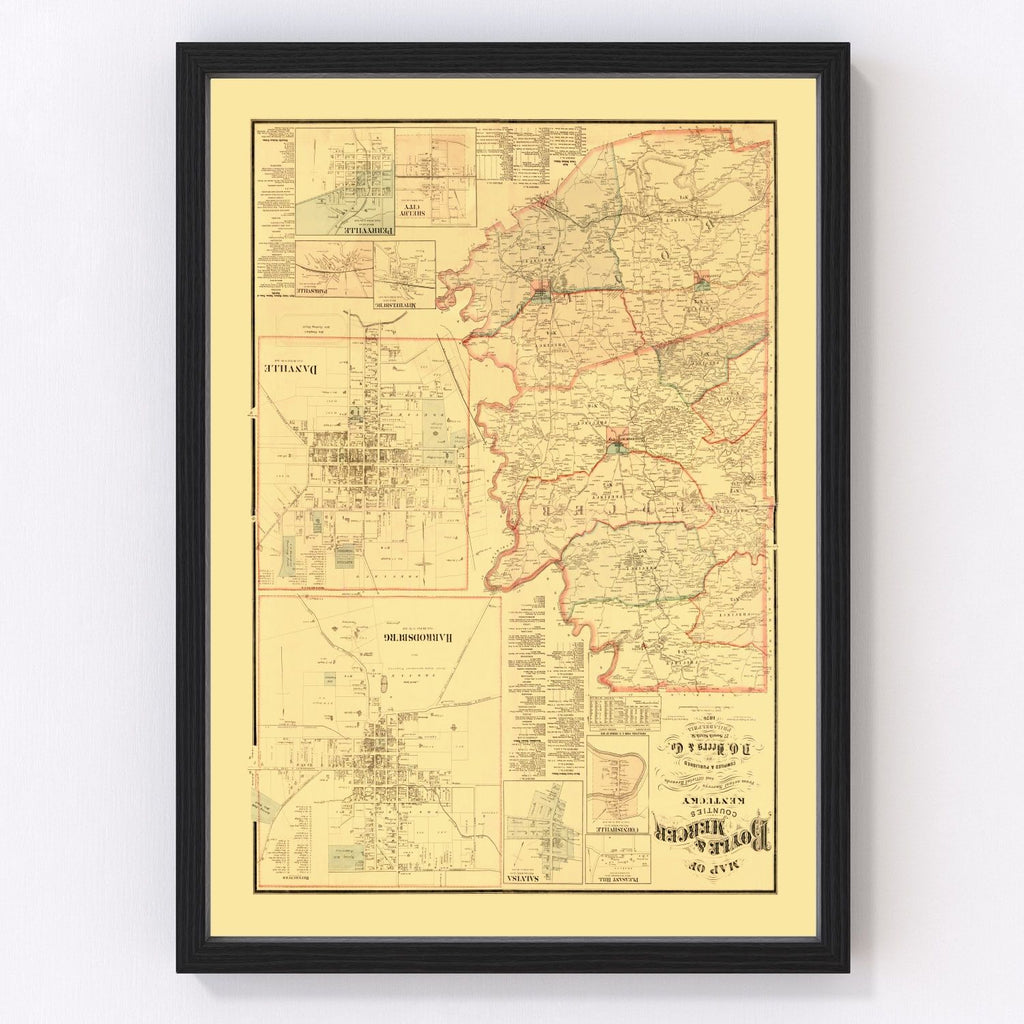 Vintage Map of Boyle County, Kentucky 1876