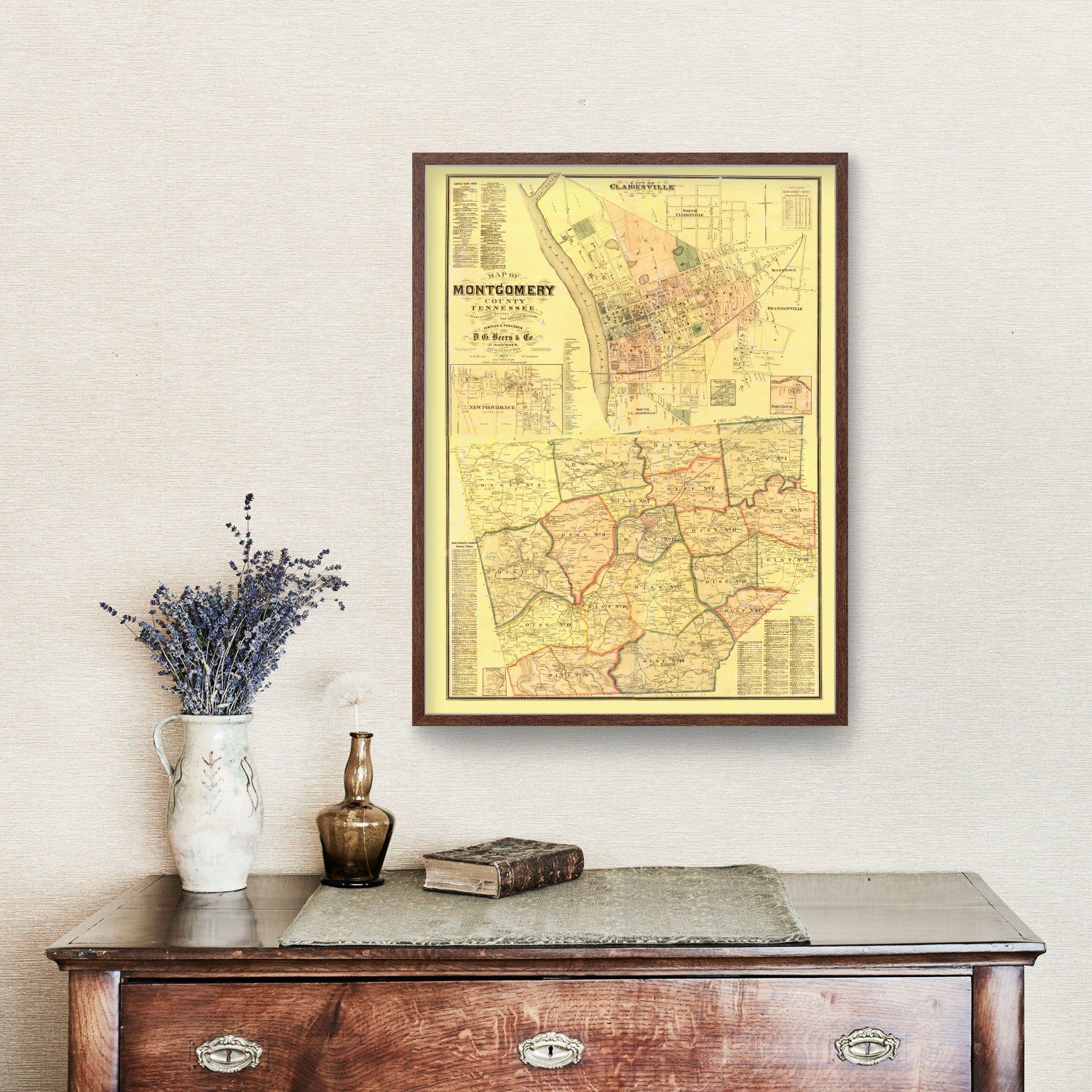 Vintage Map of Montgomery County, Tennessee 1877