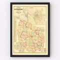 Vintage Map of Rutherford County, Tennessee 1878