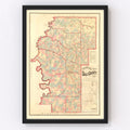 Vintage Map of Hale County, Alabama 1870