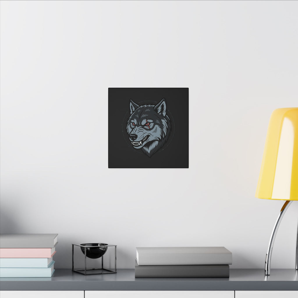 Wolf Head Canvas Wall Art — Fierce Gray Wolf Portrait Matte Stretched