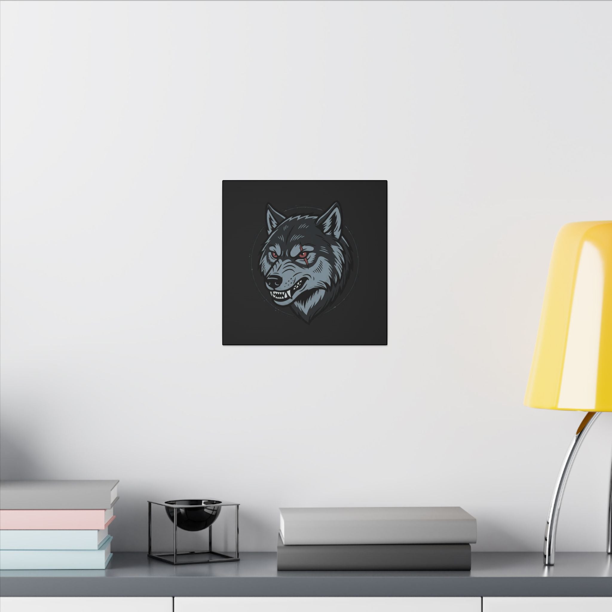 Wolf Head Canvas Wall Art — Fierce Gray Wolf Portrait Matte Stretched