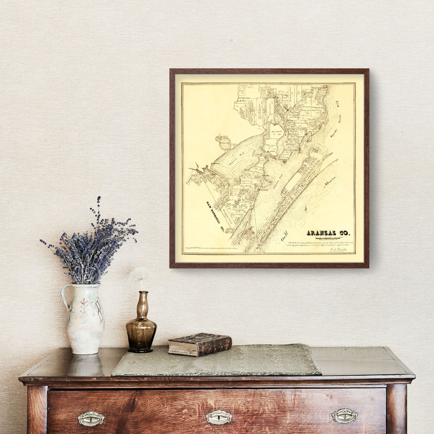 Vintage Map of Aransas County, Texas 1880