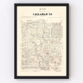 Vintage Map of Callahan County, Texas 1880