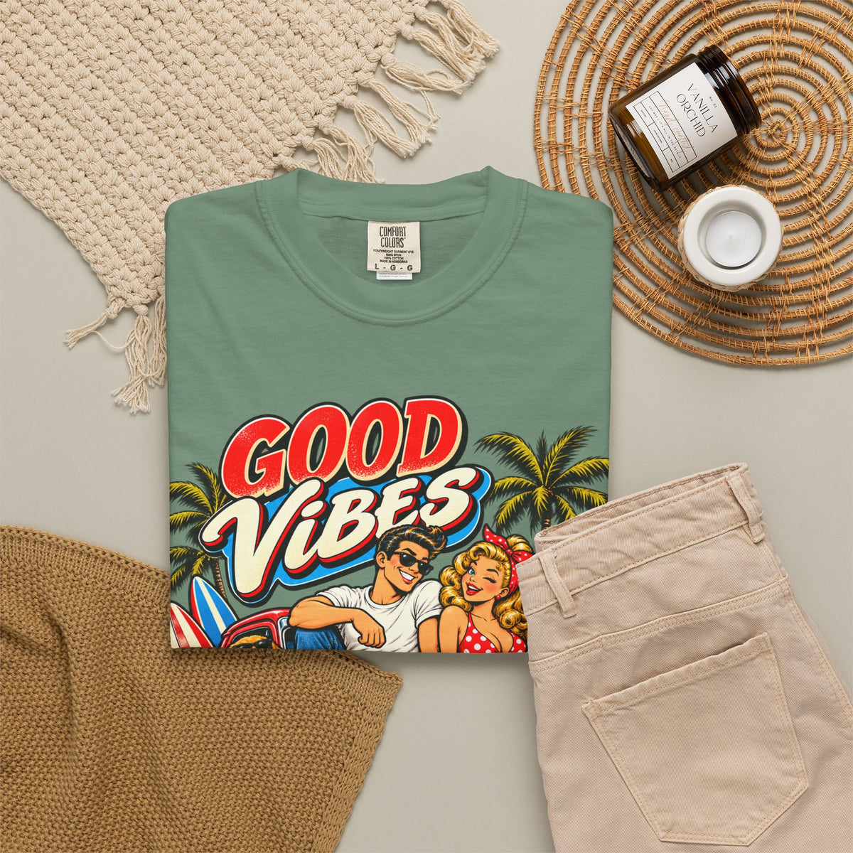 Good Vibes Retro Beach T-Shirt