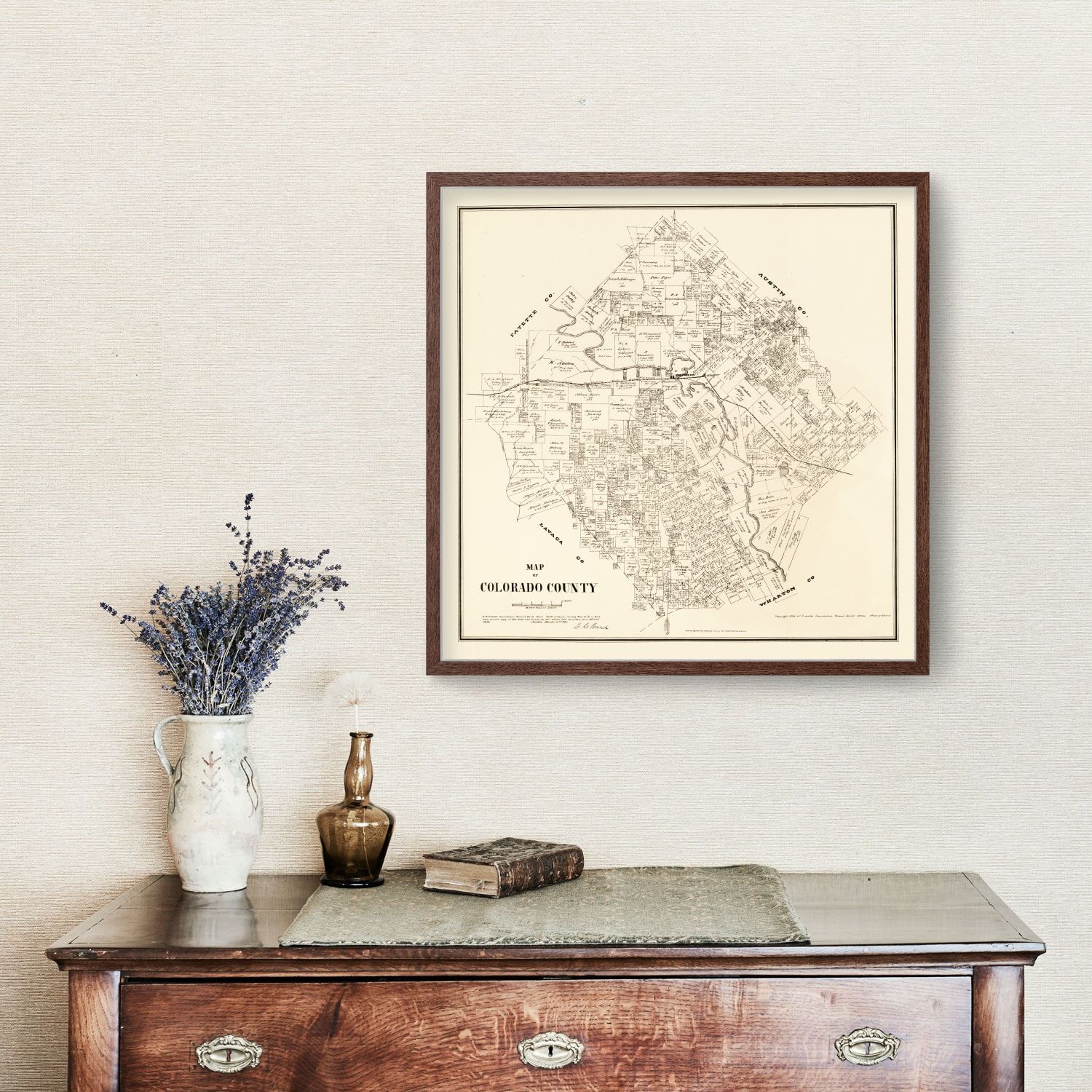 Vintage Map of Colorado County, Texas 1880