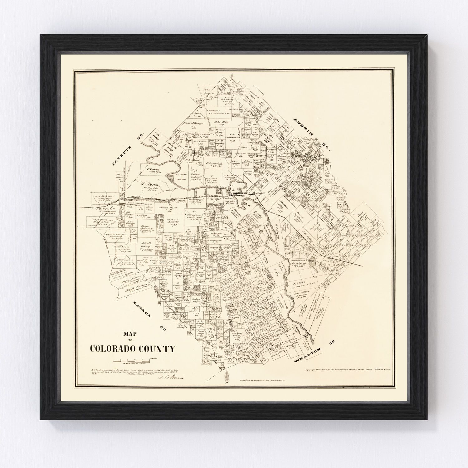 Vintage Map of Colorado County, Texas 1880