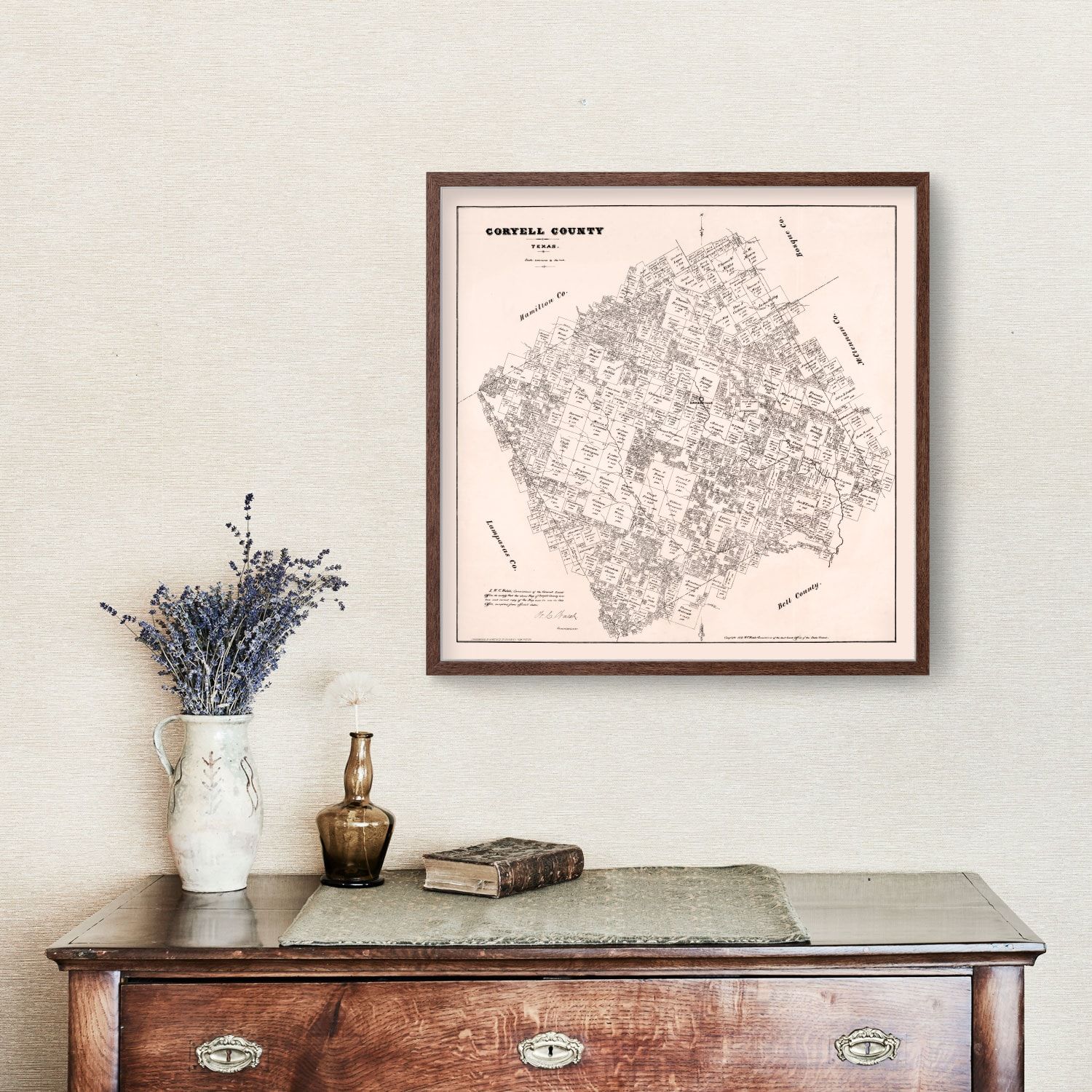 Vintage Map of Coryell County, Texas 1879