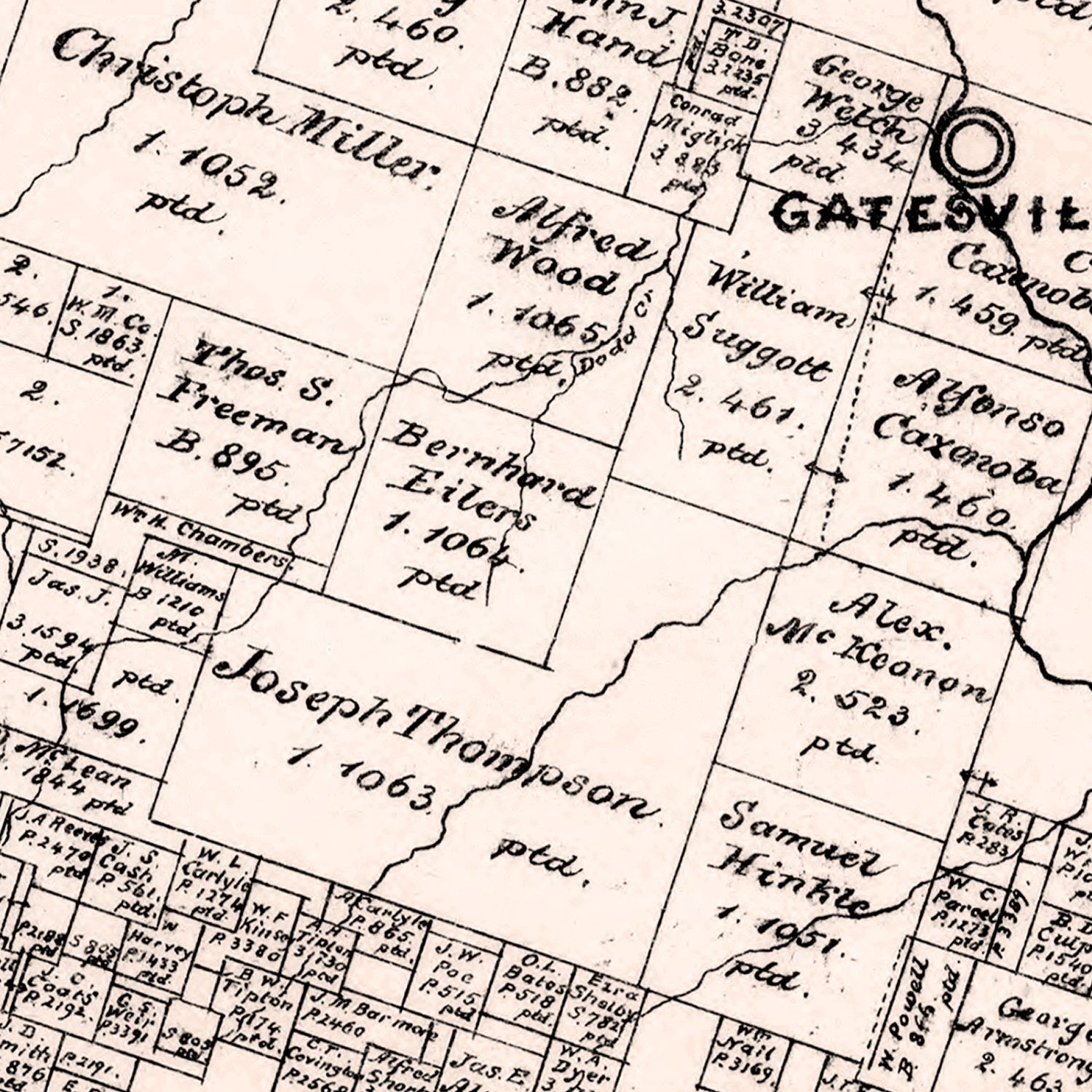 Vintage Map of Coryell County, Texas 1879