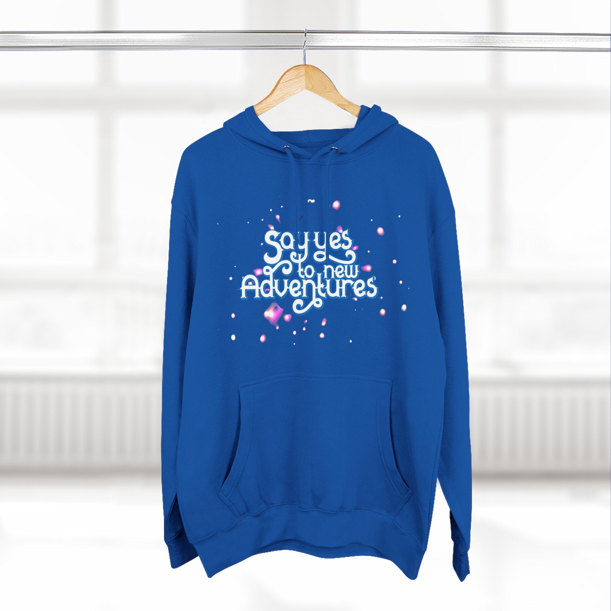 Hoodie — 'Say yes to New Adventures' Pastel Graphic Fleece Hoodie