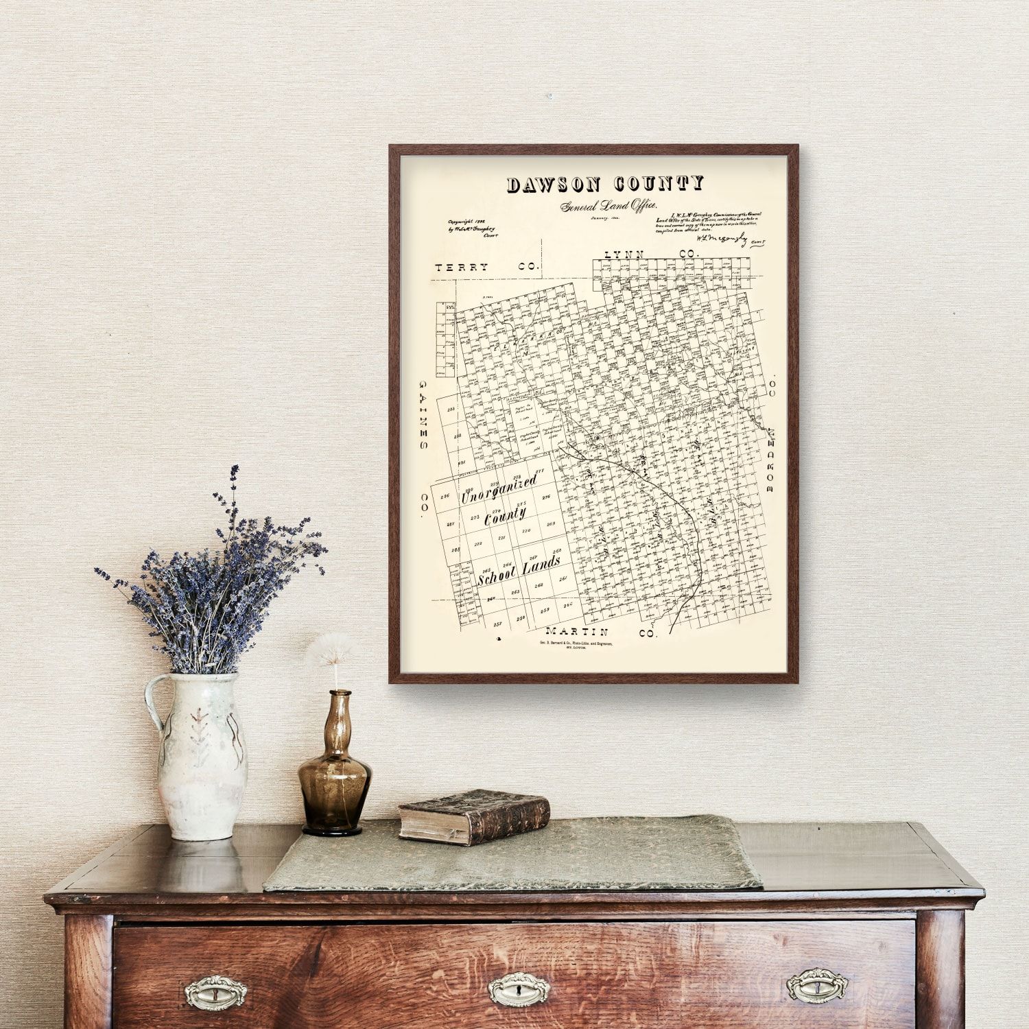 Vintage Map of Dawson County, Texas 1892