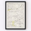 Vintage Map of Eastland County, Texas 1890