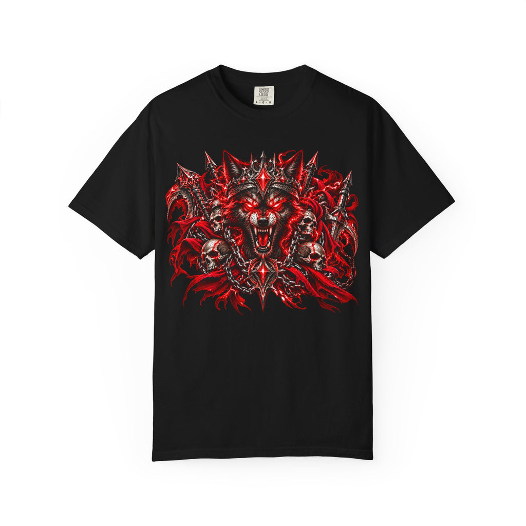 Wolf Skull T-Shirt — Red Gothic Horror Graphic Tee