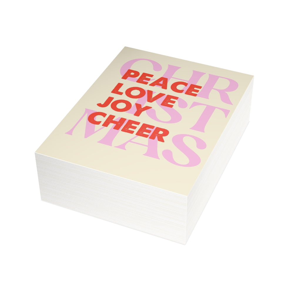 Christmas Peace Love Cheer Postcard Bundles (envelopes included)