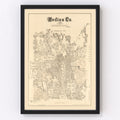 Vintage Map of Medina County, Texas 1879