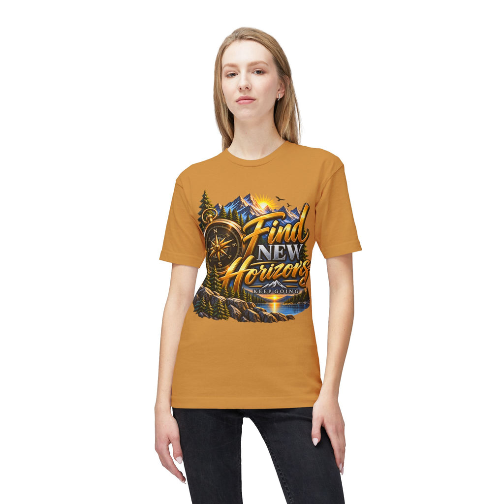 Find New Horizons T-Shirt — Adventure Compass Mountain Graphic Tee