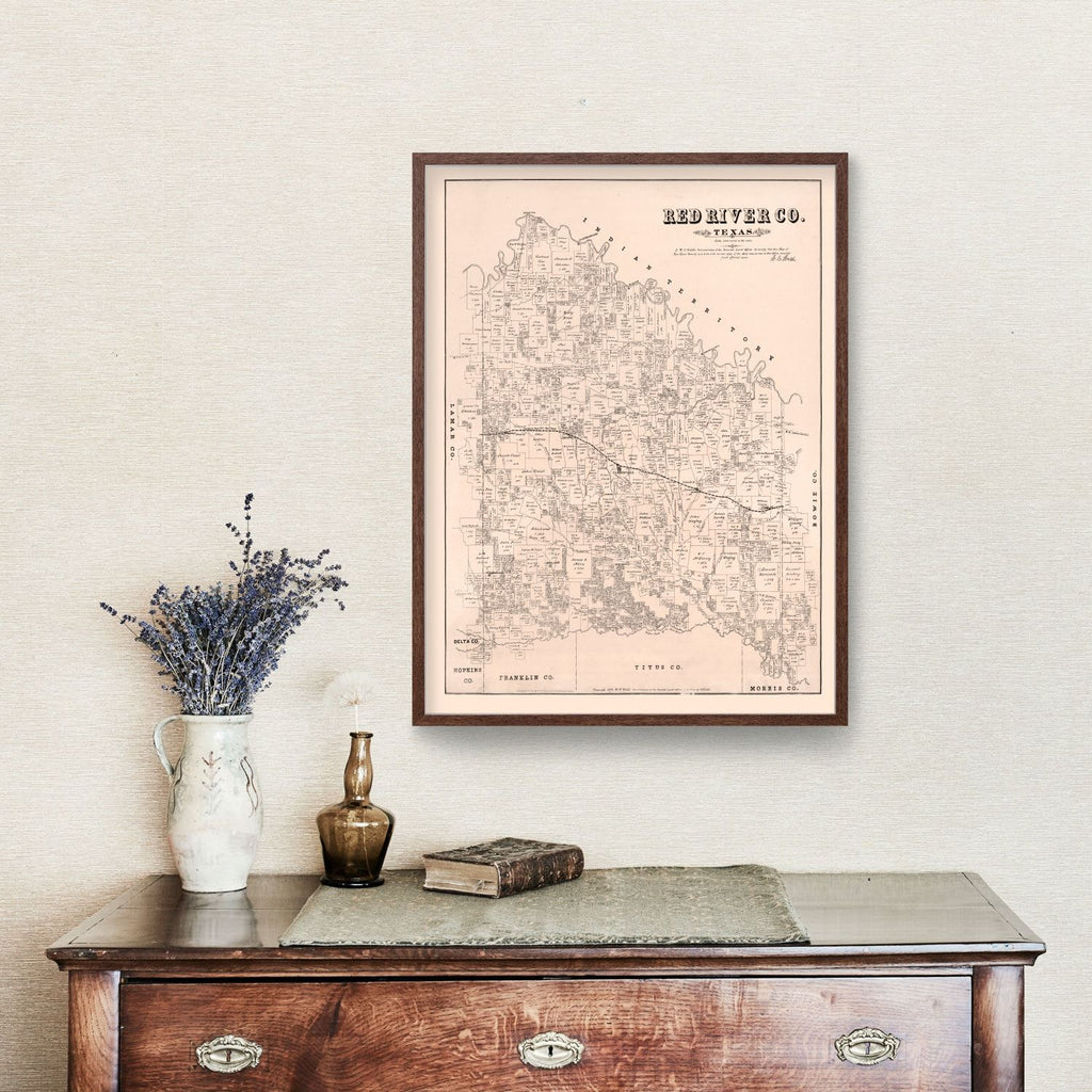 Vintage Map of Red River County, Texas 1879