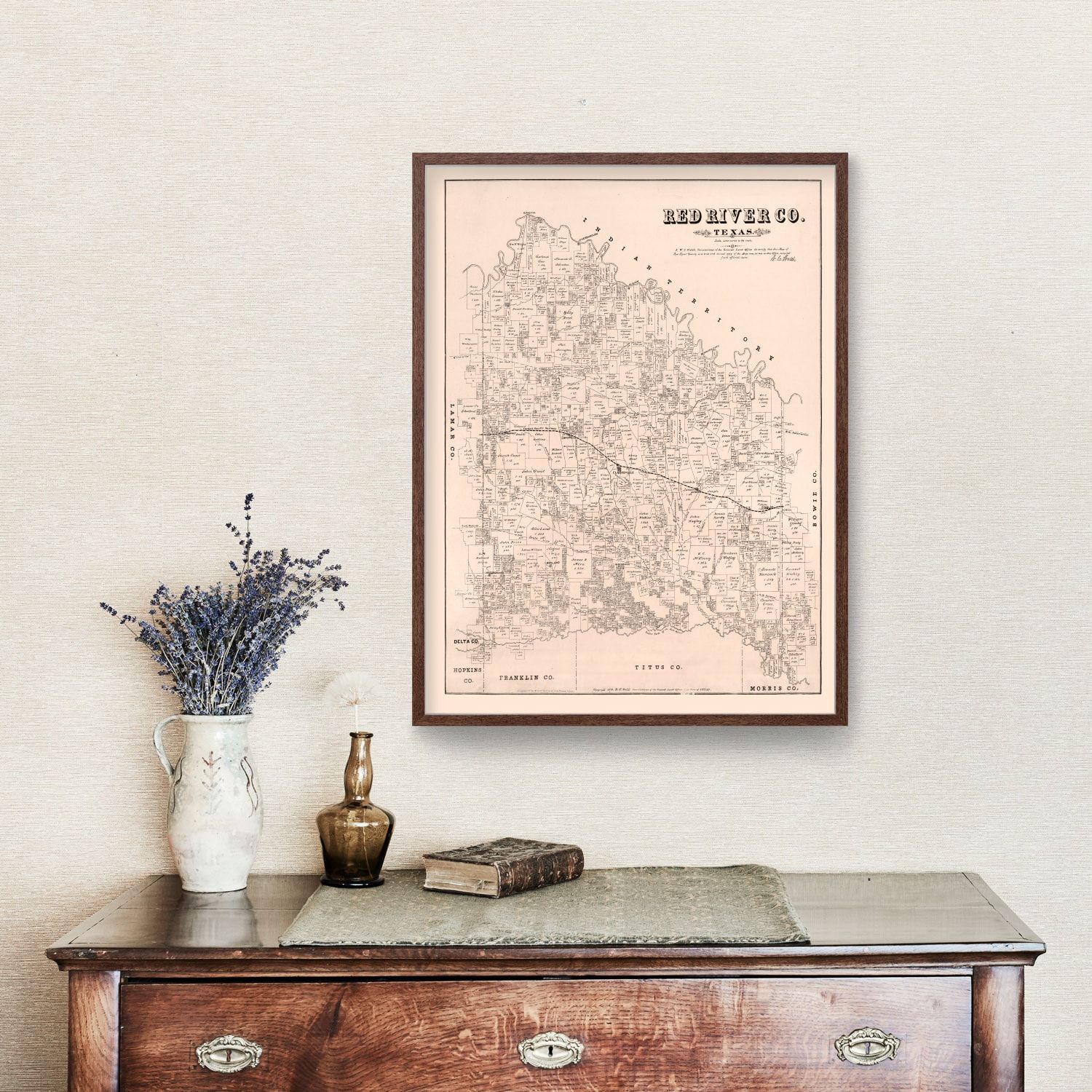 Vintage Map of Red River County, Texas 1879