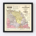 Vintage Map of San Saba County, Texas 1876
