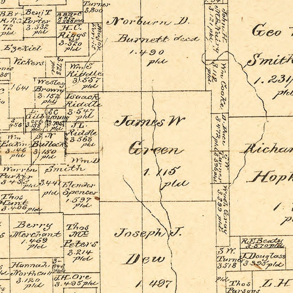Vintage Map of Titus County, Texas 1880