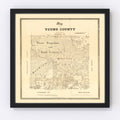 Vintage Map of Young County, Texas 1879