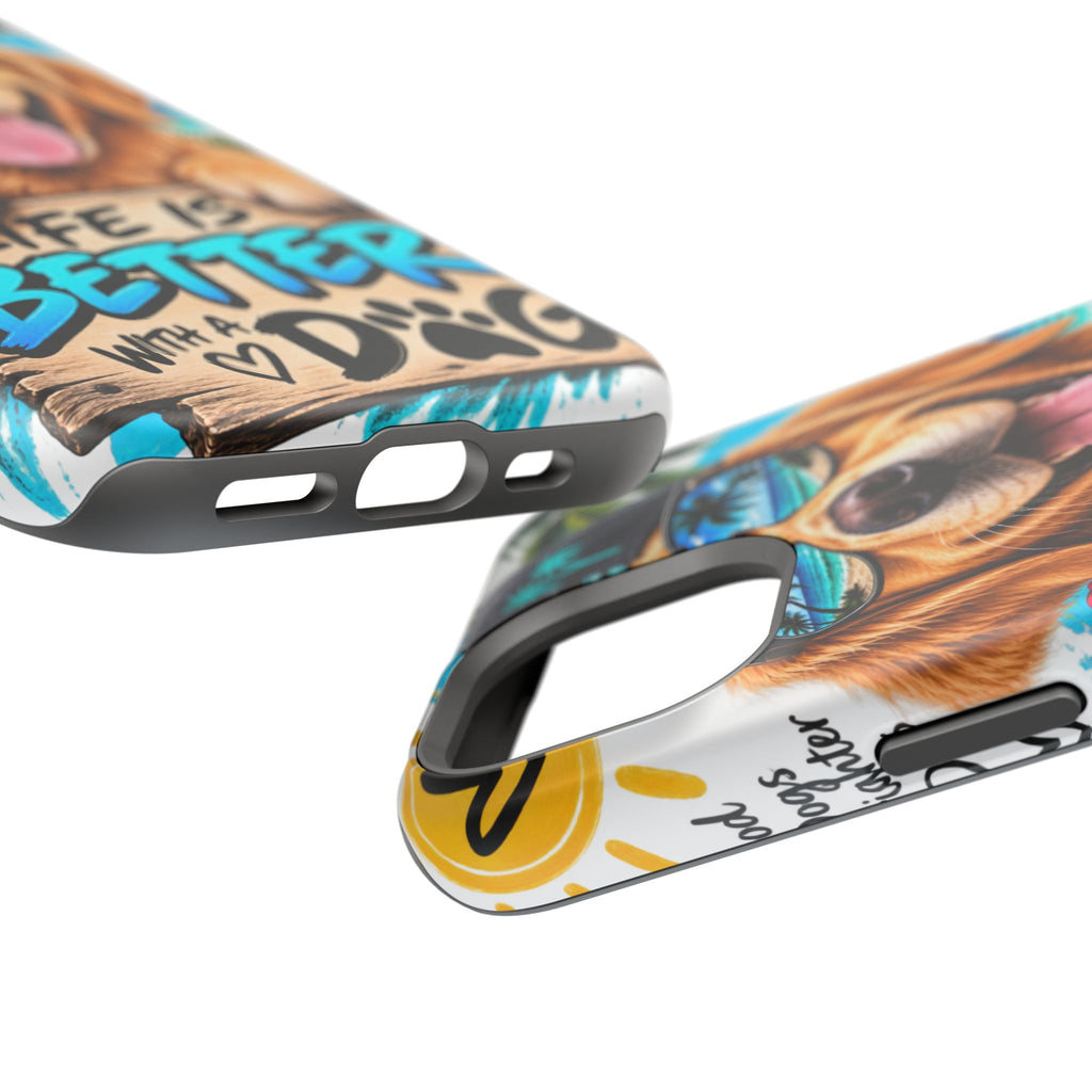 Impact-Resistant Phone Case — "Life Is Better With a Dog" Tropical Dog Design
