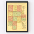 Vintage Map of Fairfield County, Ohio 1848
